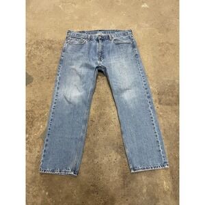 Levis 505 Jeans Mens 38x30 Medium Wash Blue Regular Fit Straight Leg Zip Fly